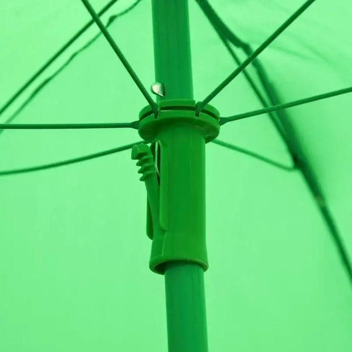 Close-up of green adjustable parasol frame from kids dining set.