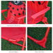 Red kids' chair with ladybird design, ergonomic backrest, armrest, rounded edges, non-slip feet