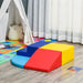 Colorful 4-piece kids soft play set with foam blocks in playroom on wood floor