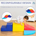Toddler climbing on colorful 4-piece kids soft play set with reconfigurable foam blocks