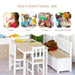 Kids natural and white 4-piece table and chair set with storage bench and books