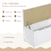 Kids storage bench with open lid, showing smooth hinge and safe groove features, natural wood and white design.