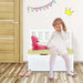 4-Piece Kids Table and Chairs Set - Natural and White | Storage Bench COSTWAY - Little and Giant Explorers Costway