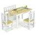 4-Piece Kids Table and Chairs Set - Natural and White | Storage Bench COSTWAY - Little and Giant Explorers Costway