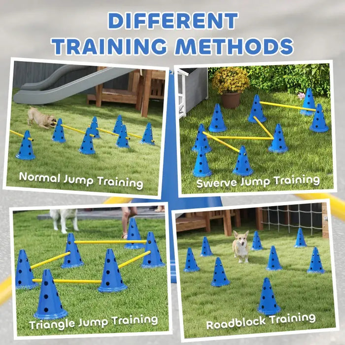 4-Piece Pet Agility Training Set - Blue | Adjustable Dog Jumps with Carry Bag PAWHUT - Little and Giant Explorers PawHut