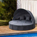 4-Piece Rattan Garden Cushioned Round Sofa Daybed Set - Little and Giant Explorers Outsunny