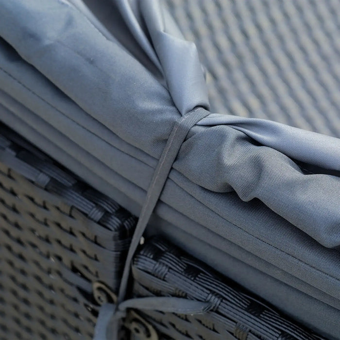 4-Piece Rattan Garden Cushioned Round Sofa Daybed Set - Little and Giant Explorers Outsunny