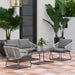 4-Piece Rattan Garden Furniture Set with Glass Top Coffee Table and Cushions - Little and Giant Explorers Outsunny