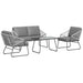 4-Piece Rattan Garden Furniture Set with Glass Top Coffee Table and Cushions - Little and Giant Explorers Outsunny