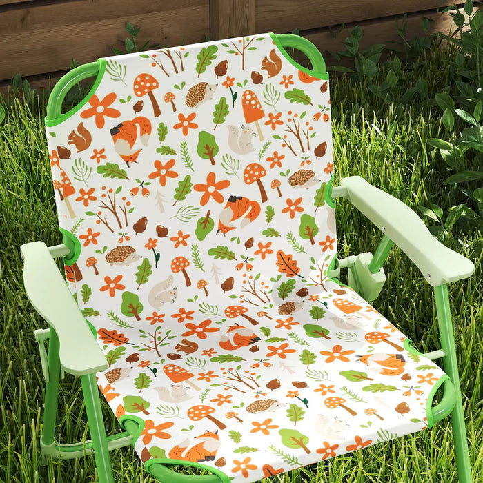 4 Pieces Kids Garden Table and Chair Set in Green with Fox Design - Little and Giant Explorers AIYAPLAY