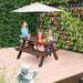 4-Seater Kids Wooden Picnic Table – Walnut | Garden Bench Set with Folding Sun Umbrella COSTWAY - Little and Giant Explorers Costway