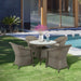 4-Seater Rattan Garden and Dining Set with Glass-Top Table - Little and Giant Explorers Outsunny