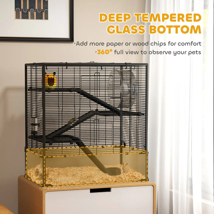 4-Tier Hamster Cage | Large Habitat for Syrian and Dwarf Hamsters, Rats and Gerbils PAWHUT - Little and Giant Explorers PawHut