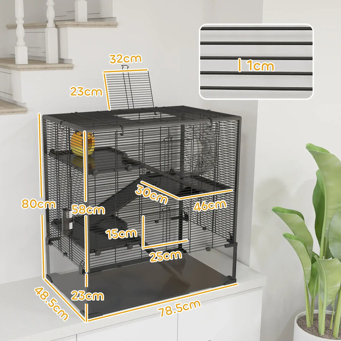 4-Tier Hamster Cage | Large Habitat for Syrian and Dwarf Hamsters, Rats and Gerbils PAWHUT - Little and Giant Explorers PawHut