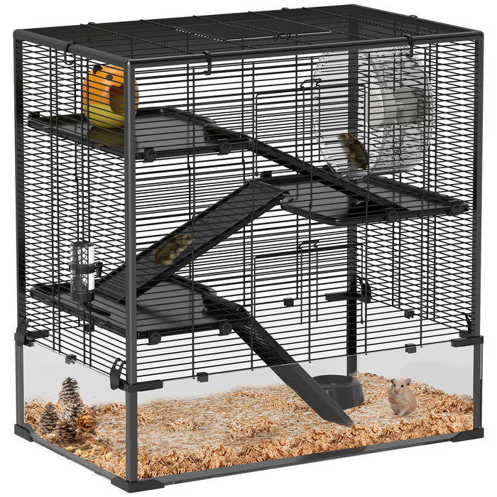 4-Tier Hamster Cage | Large Habitat for Syrian and Dwarf Hamsters, Rats and Gerbils PAWHUT - Little and Giant Explorers PawHut