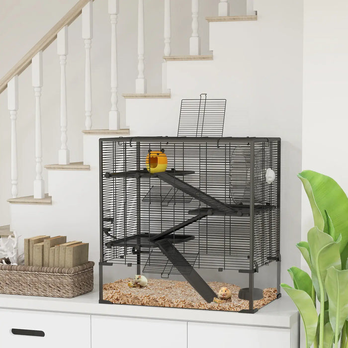 4-Tier Hamster Cage | Large Habitat for Syrian and Dwarf Hamsters, Rats and Gerbils PAWHUT - Little and Giant Explorers PawHut