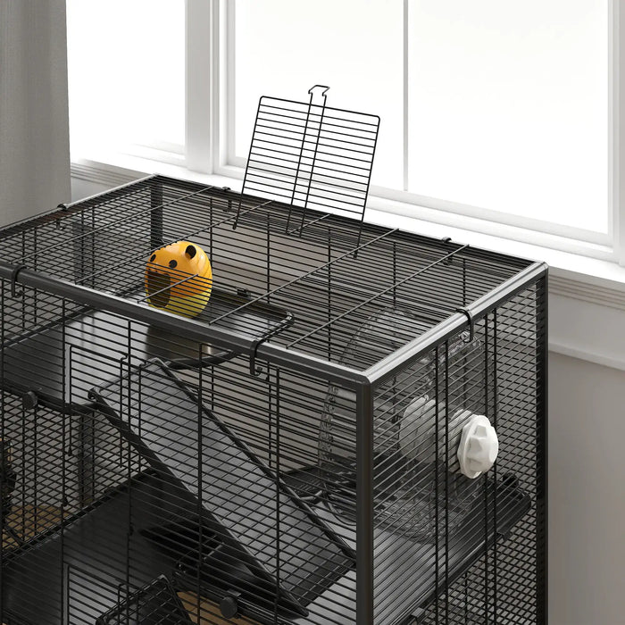 4-Tier Hamster Cage | Large Habitat for Syrian and Dwarf Hamsters, Rats and Gerbils PAWHUT - Little and Giant Explorers PawHut