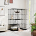 4-Tier Large Cat Cage – Black | Metal and Modular Cat Enclosure COSTWAY - Little and Giant Explorers Costway