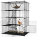 4-Tier Large Cat Cage – Black | Metal and Modular Cat Enclosure COSTWAY - Little and Giant Explorers Costway