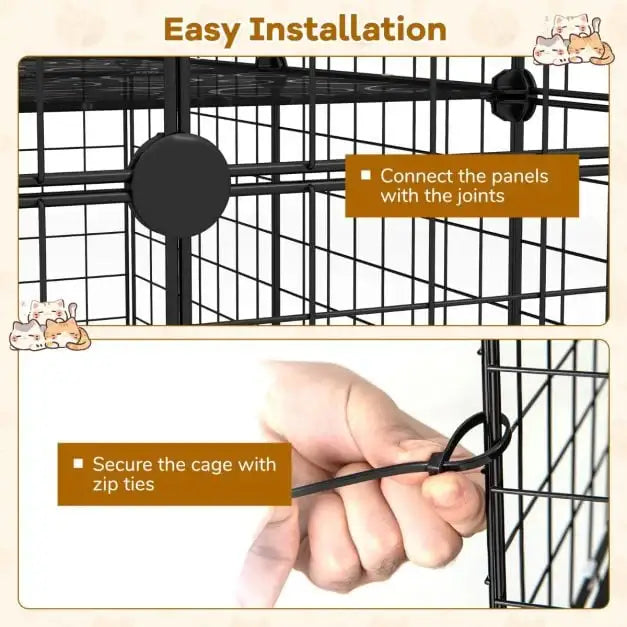 4-Tier Large Cat Cage – Black | Metal and Modular Cat Enclosure COSTWAY - Little and Giant Explorers Costway