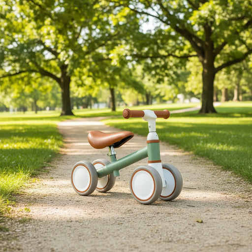 4-Wheel Toddler Balance Bike – Green | Adjustable Handle and Seat for Ages 1–3 COSTWAY - Little and Giant Explorers Costway