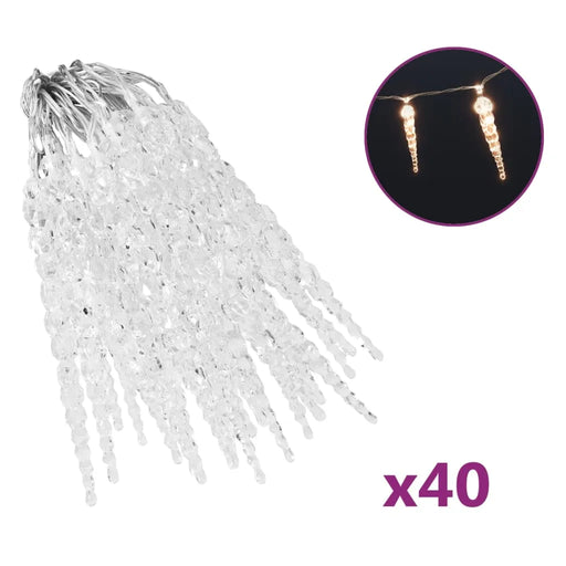 40 Christmas Icicle Lights in Warm White - Little and Giant Explorers vidaXL