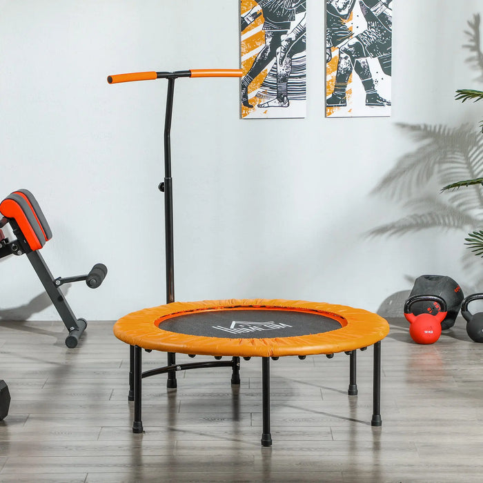 40" Fitness Trampoline with Adjustable Handle in Orange - Little and Giant Explorers HOMCOM