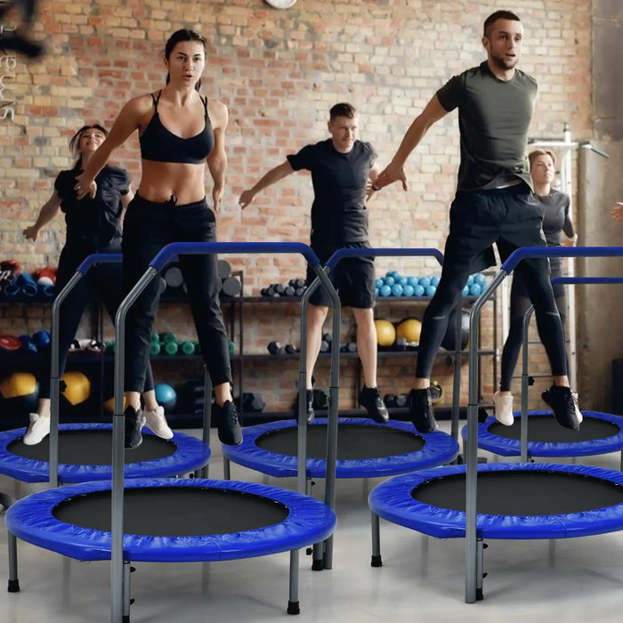 40" Foldable Fitness Trampoline – Blue | Exercise Rebounder - Adjustable Handle COSTWAY - Little and Giant Explorers Costway