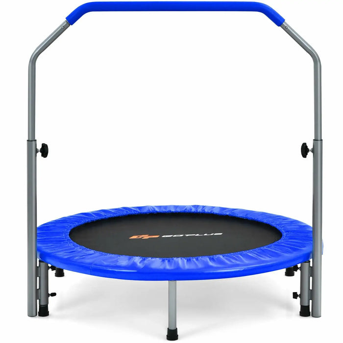 40" Foldable Fitness Trampoline – Blue | Exercise Rebounder - Adjustable Handle COSTWAY - Little and Giant Explorers Costway