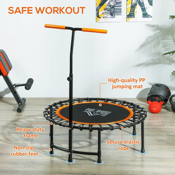 40" Fitness Trampoline with Adjustable Handle in Orange - Little and Giant Explorers HOMCOM