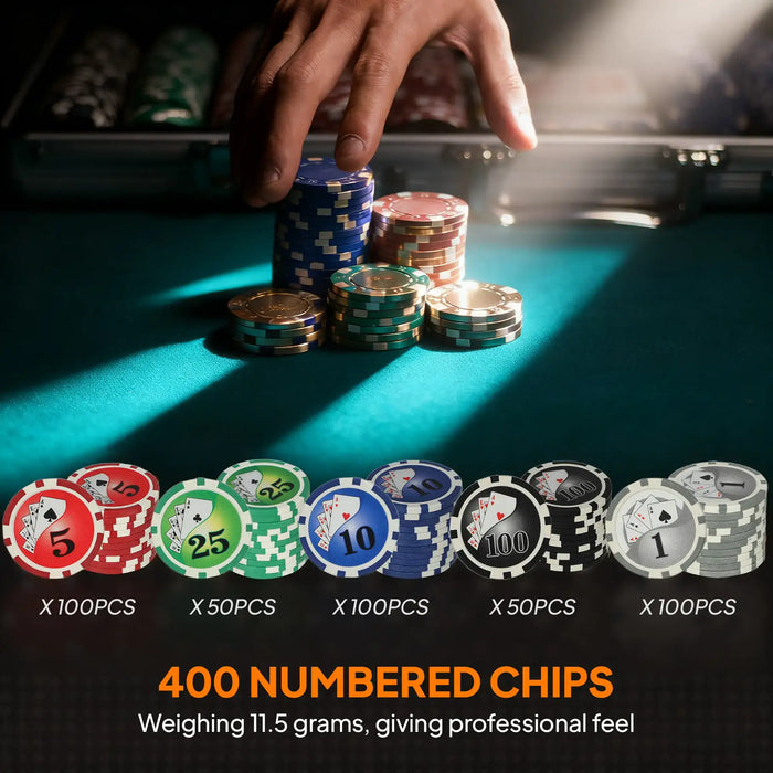 400-Piece Poker Chip Casino Set – 11.5g Chips | Complete Texas Hold’em Kit SPORTNOW - Little and Giant Explorers SPORTNOW