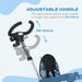 Adjustable handle for a stroller with height range 90-104cm on a light blue background