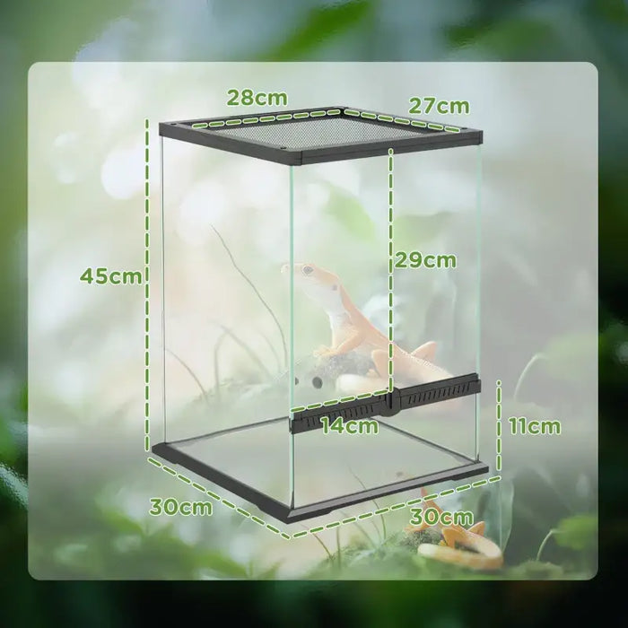 40L Reptile Terrarium – Glass Tank | Lockable Mesh Lid, Ventilation and Drainage Holes PAWHUT - Little and Giant Explorers PawHut
