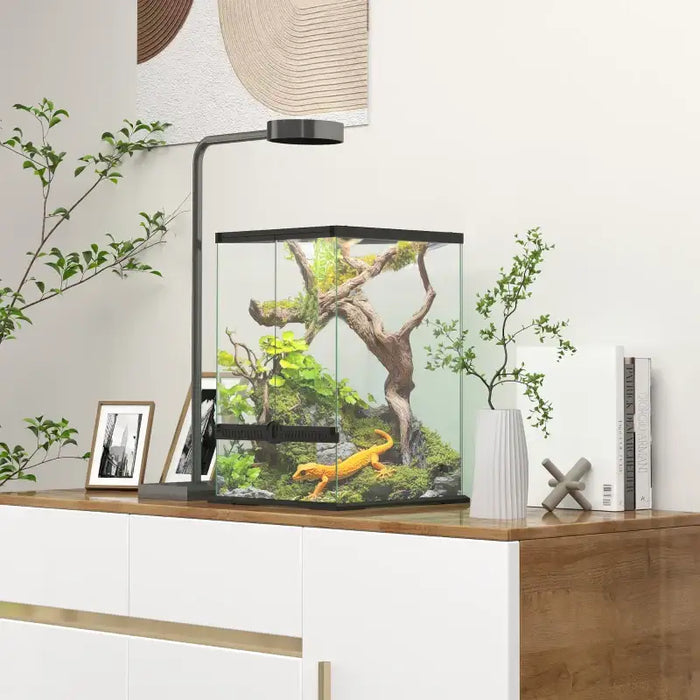40L Reptile Terrarium – Glass Tank | Lockable Mesh Lid, Ventilation and Drainage Holes PAWHUT - Little and Giant Explorers PawHut