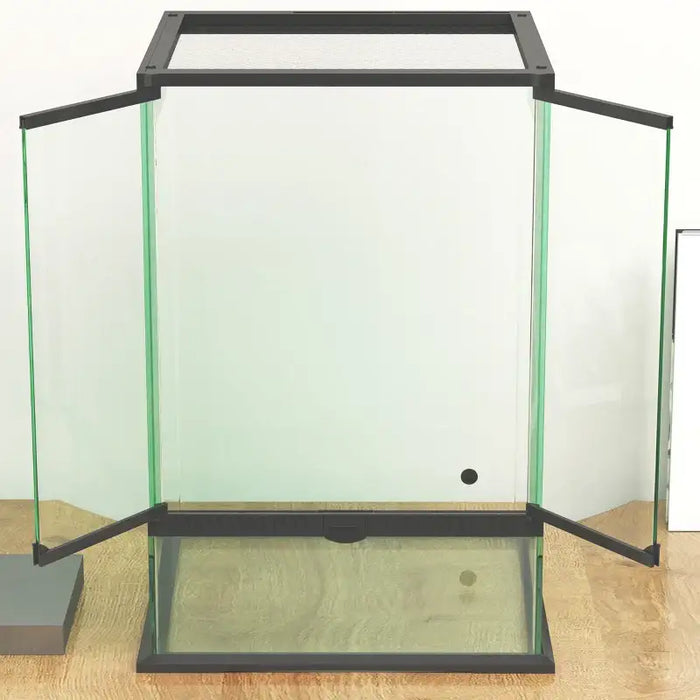 40L Reptile Terrarium – Glass Tank | Lockable Mesh Lid, Ventilation and Drainage Holes PAWHUT - Little and Giant Explorers PawHut