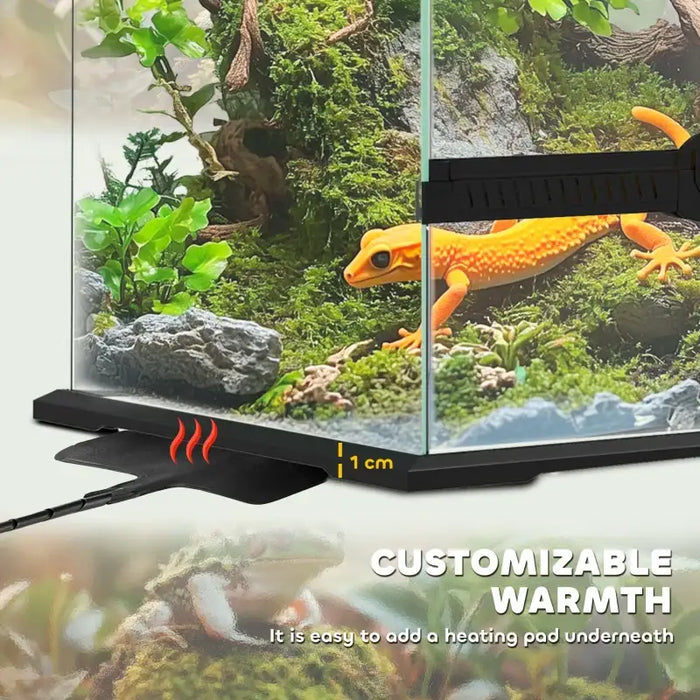 40L Reptile Terrarium – Glass Tank | Lockable Mesh Lid, Ventilation and Drainage Holes PAWHUT - Little and Giant Explorers PawHut