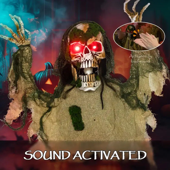 44cm Animated Skeleton Half-Body Prop with LED Eyes | Sound and Motion Effects OUTSUNNY - Little and Giant Explorers Outsunny
