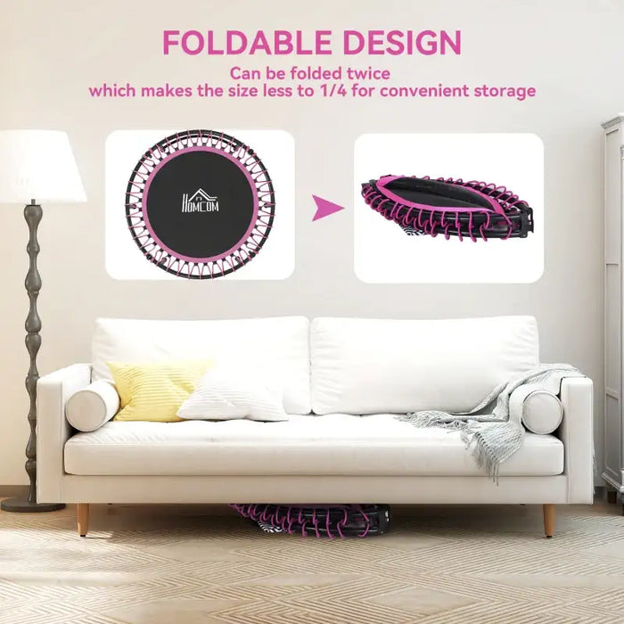 45" Folding Mini Trampoline -Pink | Adjustable Handle - Indoor and Outdoor Fitness HOMCOM - Little and Giant Explorers HOMCOM