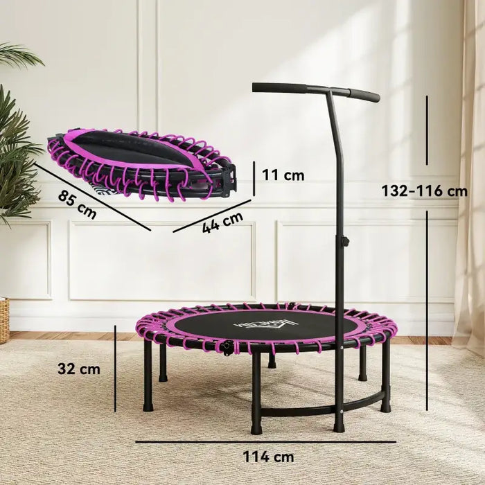 45" Folding Mini Trampoline -Pink | Adjustable Handle - Indoor and Outdoor Fitness HOMCOM - Little and Giant Explorers HOMCOM