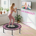 45" Folding Mini Trampoline -Pink | Adjustable Handle - Indoor and Outdoor Fitness HOMCOM - Little and Giant Explorers HOMCOM
