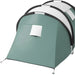 Dark green tunnel tent with two bedrooms and living area, waterproof camping shelter