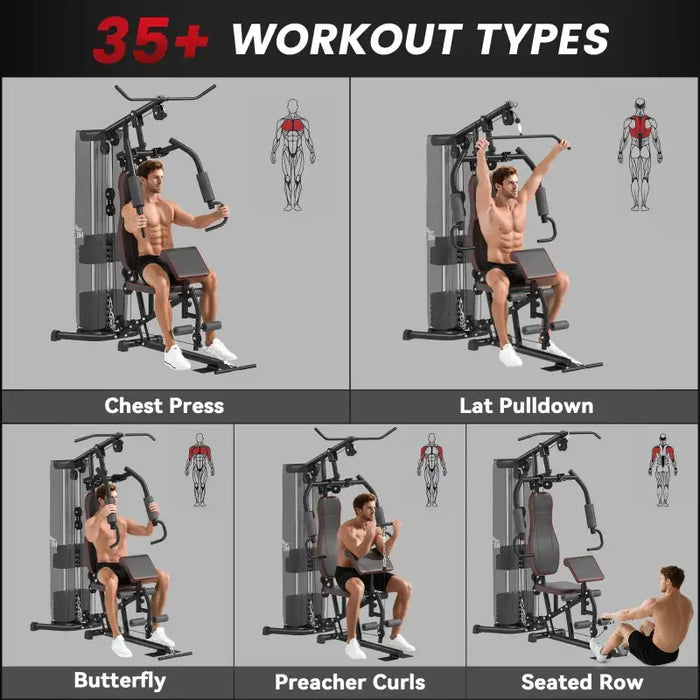 45kg Multifunctional Gym Machine | Full Body Workout Station - Adjustable Weights HOMCOM - Little and Giant Explorers HOMCOM