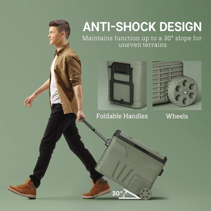 Camping Fridge Freezer Dual Zone with Wheels and LED Light 45L - Little and Giant Explorers Outsunny