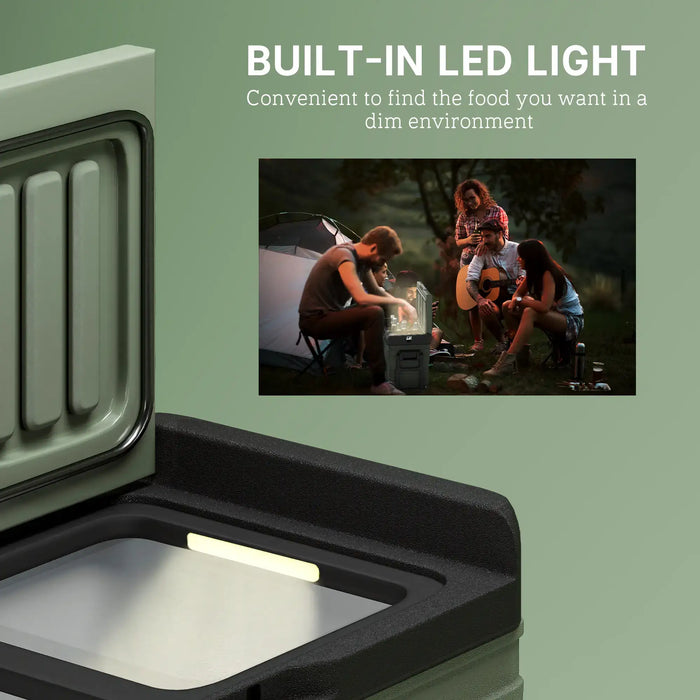 Camping Fridge Freezer Dual Zone with Wheels and LED Light 45L - Little and Giant Explorers Outsunny