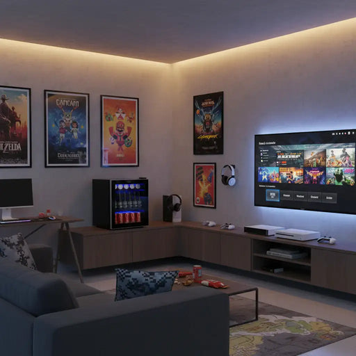 46L Compact Mini Drinks Fridge - Black | LED Light and Adjustable Temperature COSTWAY - Little and Giant Explorers Costway