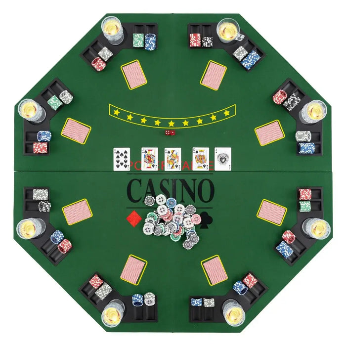 48" 8-Player Folding Poker Tabletop | Texas Hold’em Design with Chip Trays and Cup Holders COSTWAY - Little and Giant Explorers Costway