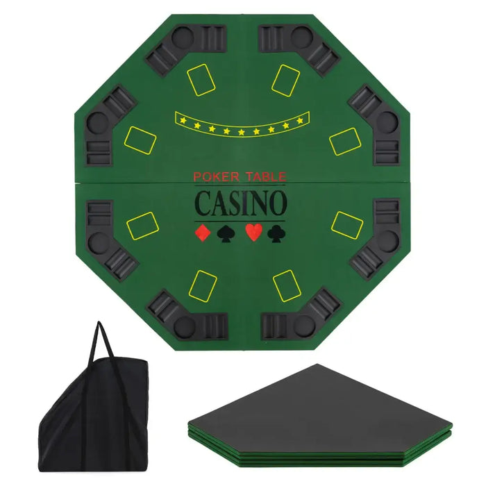 48" 8-Player Folding Poker Tabletop | Texas Hold’em Design with Chip Trays and Cup Holders COSTWAY - Little and Giant Explorers Costway