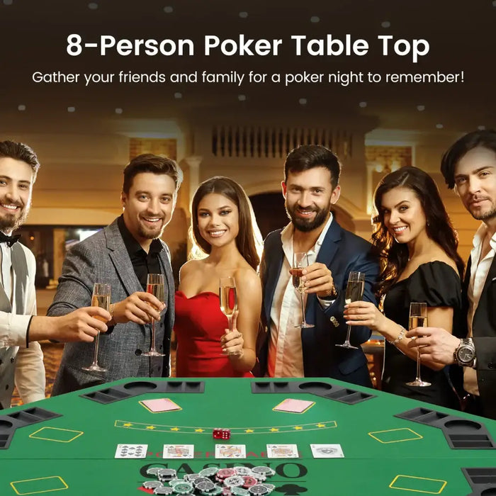 48" 8-Player Folding Poker Tabletop | Texas Hold’em Design with Chip Trays and Cup Holders COSTWAY - Little and Giant Explorers Costway