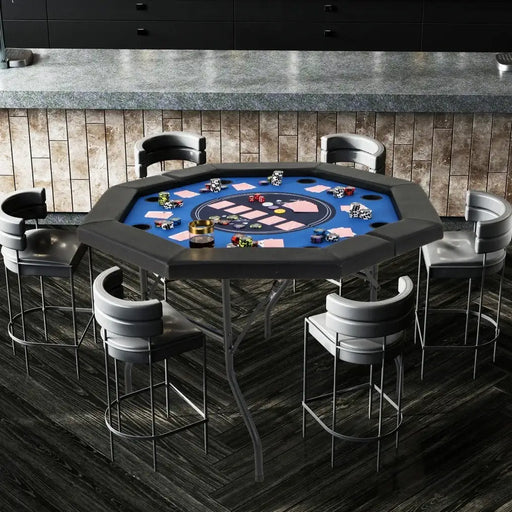 48" Octagon Folding Poker Table – 6–8 Player Capacity | Casino-Grade Felt with Waterproof Armrest COSTWAY - Little and Giant Explorers Costway