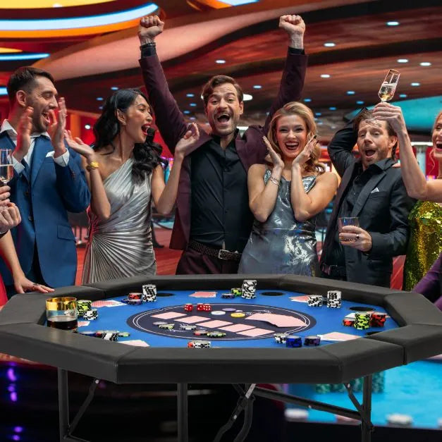 48" Octagon Folding Poker Table – 6–8 Player Capacity | Casino-Grade Felt with Waterproof Armrest COSTWAY - Little and Giant Explorers Costway